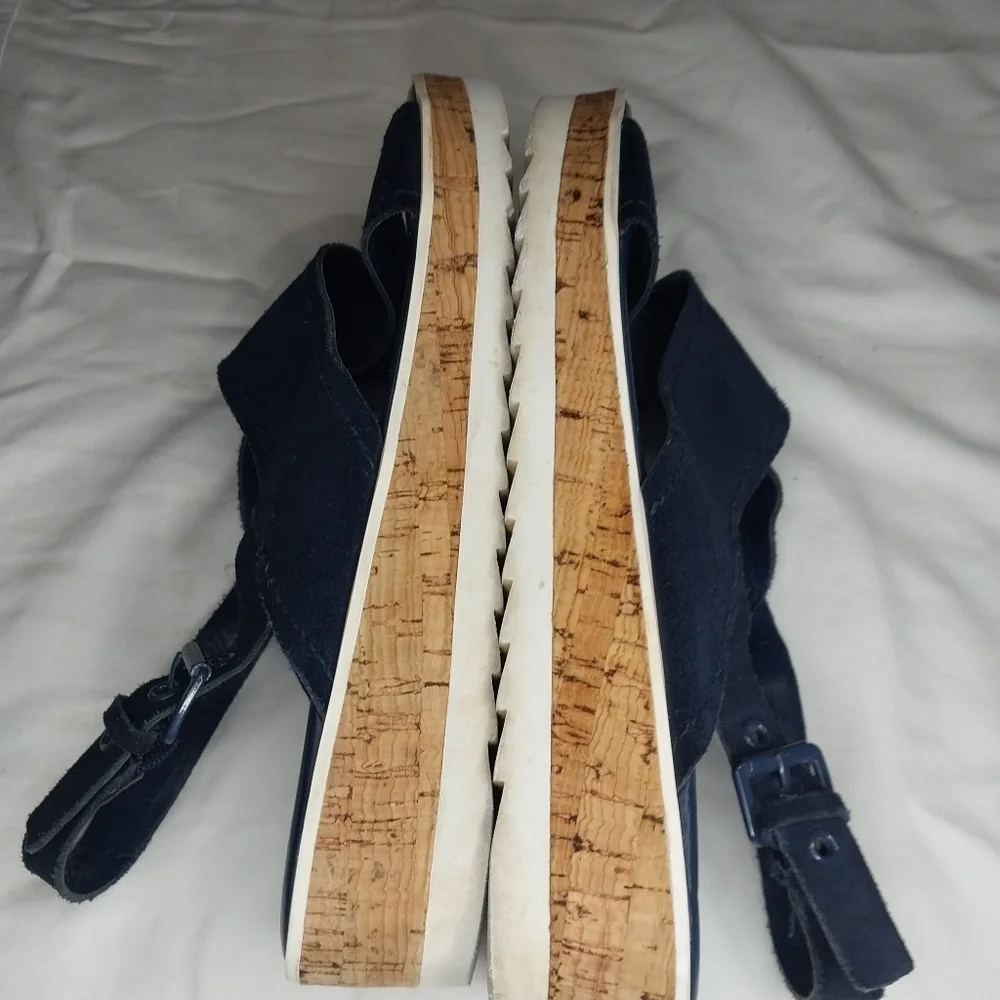 Marc Fisher Glitze Wedge Sport Lug Sole Slingback Navy Sandal Size 8 1/2 - Picture 12 of 12